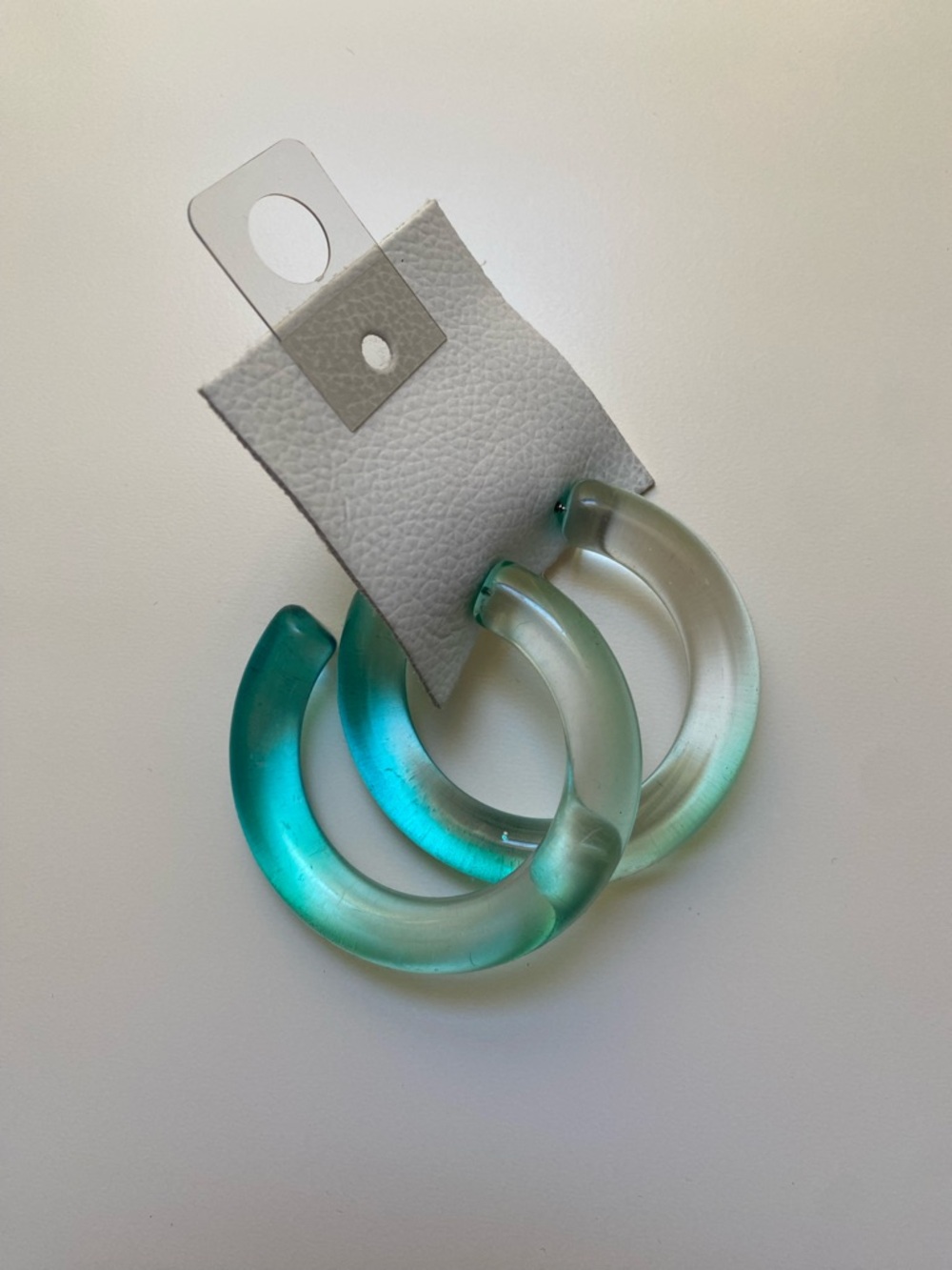 FREE PEOPLE Earring Kaleidoscope Translucent Turquoise Chunky Open Hoops